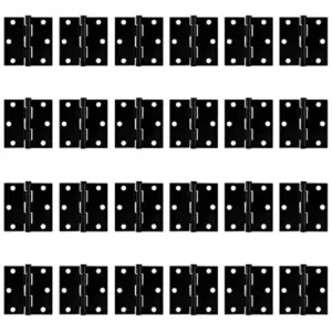 Zion 3 Inch Matte Black Door Hinges - Heavy Duty, Square, 3 x 3, 4 for Hollow Core Doors