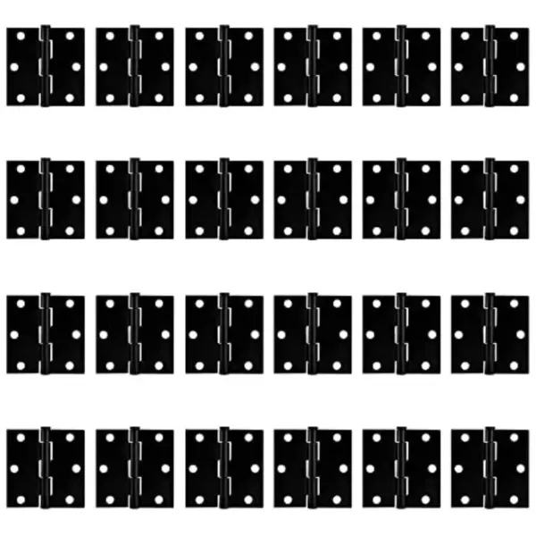 Zion 3 Inch Matte Black Door Hinges - Heavy Duty, Square, 3 x 3, 4 for Hollow Core Doors
