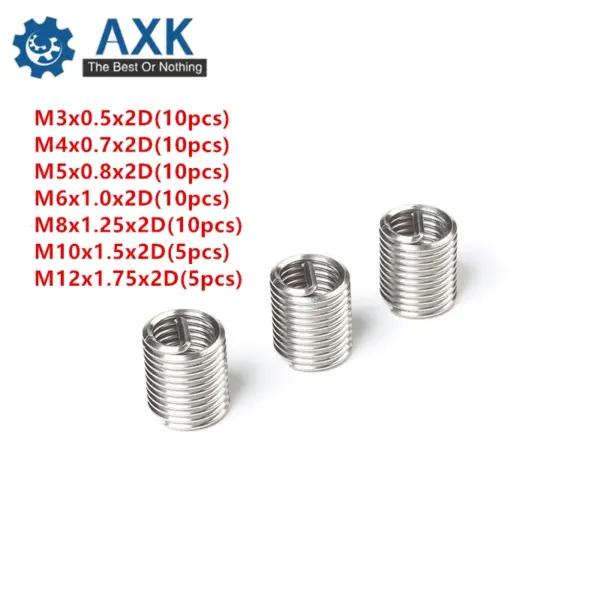 60pcs/Set M3-M12 Wire Thread Insert Stainless Steel 304 Wire Screw Sleeve Screw Bushing Helicoil Wire Thread Repair Inserts Kit