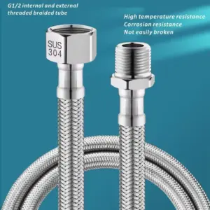 Stainless Steel G1/2 Internal and external threaded braided Flexible Hose Shower Hose 20-200CM Extension Hand Sprayer Pipe