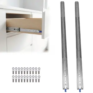 1 Pair 68inch Full Extension Side Mount Drawer Slides with Lock Side Mount Ball Bearing Drawer Glides 500Lbs Load Capacity