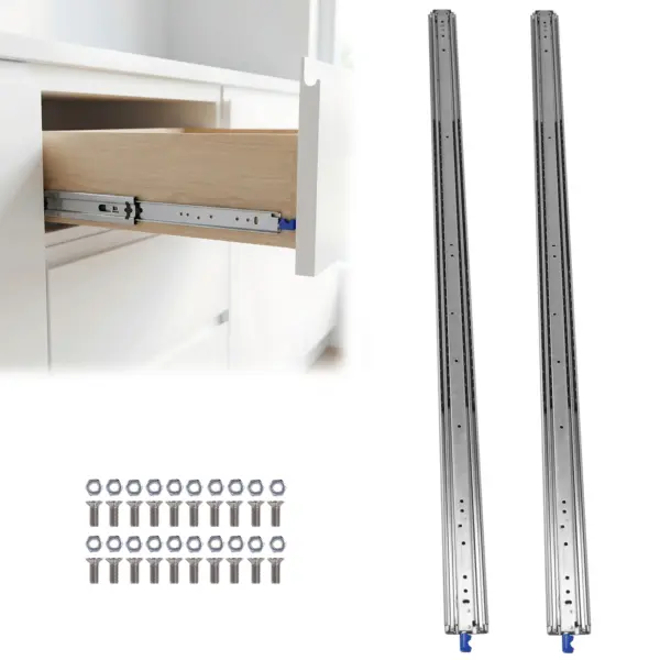 1 Pair 68inch Full Extension Side Mount Drawer Slides with Lock Side Mount Ball Bearing Drawer Glides 500Lbs Load Capacity
