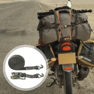 1Set Safety Ratchet Strap Tie Down Heavy Duty Compact Lightweight Easy to Use Strong Load Capacity for Trucks Motorcycles