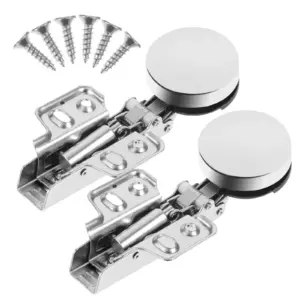 2Pcs Hydraulic Glass Door Hinges Hidden Cabinet Buffer Glass Door Soft Close Heavy Duty Hinges for Wardrobe Kitchen Cupboard