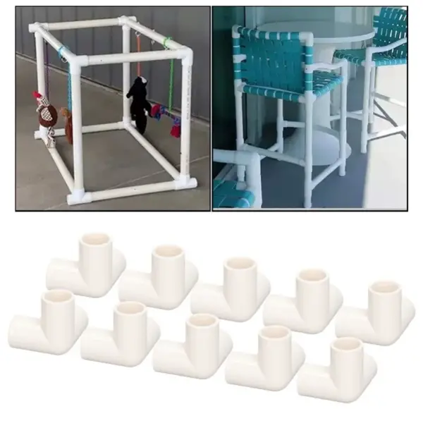 10PCS 3 Way Pipe Fittings PVC Plastic Tee Fitting Elbow Corner Connector 25mm Inner Diameter White