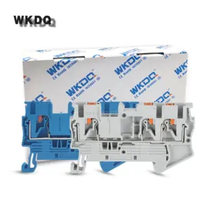 50Pcs PT2.5-TWIN Din Rail Terminal Block Push-In Twin 3-Conductor 2.5mm Feed-Through Strip Electrical Wire Connector PT 2.5-TW