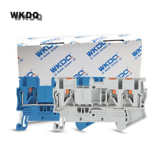 50Pcs PT2.5-TWIN Din Rail Terminal Block Push-In Twin 3-Conductor 2.5mm Feed-Through Strip Electrical Wire Connector PT 2.5-TW