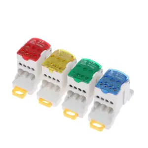 Distribution Box One In Several Out Power Wire Electrical Connector Junction Din Rail Terminal Block UKK80A Blue Green Red