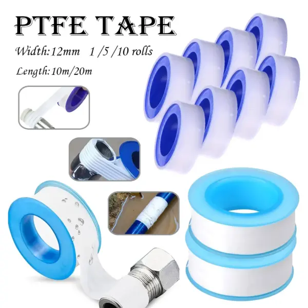1-10pcs PTFE Thread Sealing Pipe Tape Gas Water Tape 10/20 Meters Waterproof Engineering Dedicated Duct Tap Evacuum Seal Roll