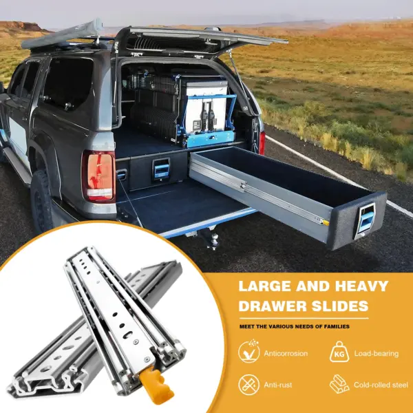 1 Pair Side Mount Full Extension Ball Bearing Rails 44 Inch Track Glides Drawer Runners for RV Cabinets Tool Box & Storage