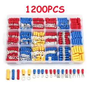 140-1200Pcs Assorted Spade Terminals Insulated Cable Splice Butt Connector Electrical Wire Crimp Ring Fork Set Ring Lugs Kit