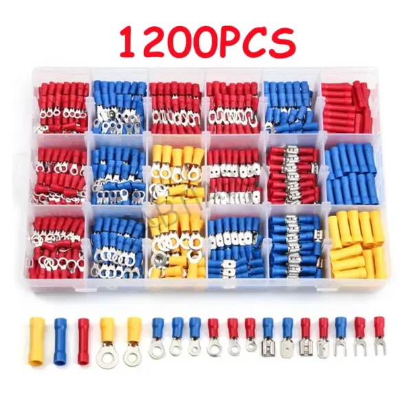 140-1200Pcs Assorted Spade Terminals Insulated Cable Splice Butt Connector Electrical Wire Crimp Ring Fork Set Ring Lugs Kit