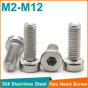 DIN7984 M2 M2.5 M3 M4 M5 M6 M8 M10 M12 304 Stainless Steel Hexagon Hex Socket 2-55PCS Thin Short Low Cap Head Screw Bolt