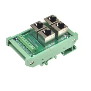 1PCS 4 way 4 port RJ45 8p8c female socket to terminal block adapter pcb board Network RJ45 Ethernet connector DIN Rail Mount