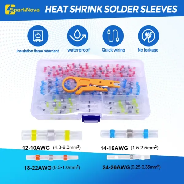 50-500Pcs Waterproof Heat Shrink Butt Connectors Solder Seal Wire Cable Terminals Electrical Splice Kit for Automotive Marine