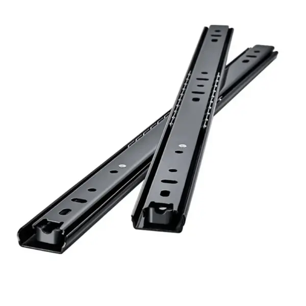 Drawer Rail Black Cold Rolling Steel 3-Way Drawers Slide Three Section Slides 8 to 20 Inch 3 Way Sliding Tracks Furniture Rails