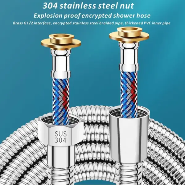 Soft Stainless Steel Braided Inner Tube 1.5/2/3M Flexible Shower Hose  Long Bathroom Shower Pipe Extension Bathroom Accessories