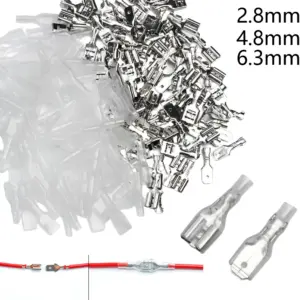 200pcs 2.8/4.8/6.3mm Quick Splice Male and Female Wire Spade Crimp Terminal Wire Connector Assortment Kit with Insulating Sleeve