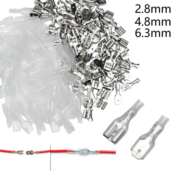 200pcs 2.8/4.8/6.3mm Quick Splice Male and Female Wire Spade Crimp Terminal Wire Connector Assortment Kit with Insulating Sleeve
