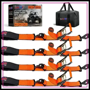2'' x 114'' Heavy Duty Adjustable Car Tie Down Straps with Snap Hook, 10,000 lbs Break Strength, Ratchet Straps for Hauling UTV, SUV, Truck