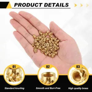 100pcs M3 M3*5.7-OD4.6 Thread Knurled Brass Threaded Heat Set Heat Resistant Insert Embedment Nut for 3D Printer accessories