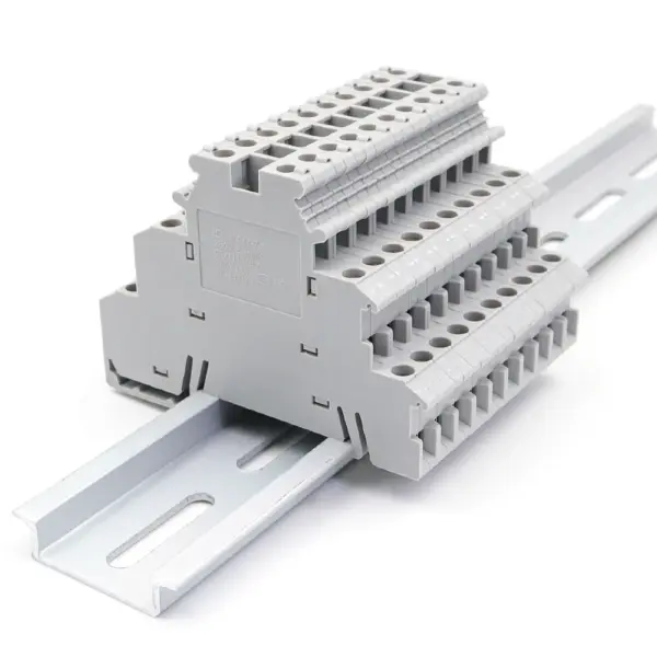50Pcs DIN Rail Terminal Block DIKD 1.5, 1.5mm² 3-Tier Screw Clamp for C45/DZ47 Breakers & Industrial Control Cabinet