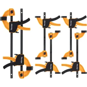 TOLESA 6PCS Bar Clamps for Woodworking 4" (4) & 6" (2) One-Handed Clamp/Spreader Wood Clamps Set Light-Duty Quick-Change F Clamp
