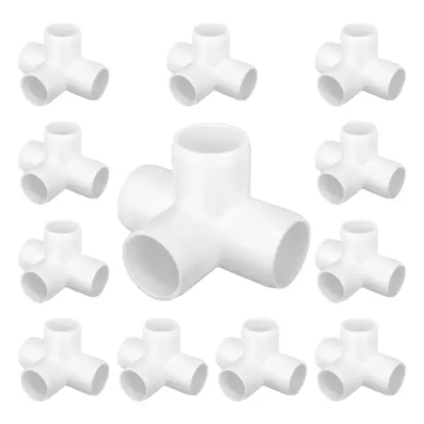 4 Way PVC Fittings 1 Inch[12 Pack ], Furniture Grade Pipe Connector Elbow, 4 Way Side Outlet Tee Fittings for All DIY PVC Struc