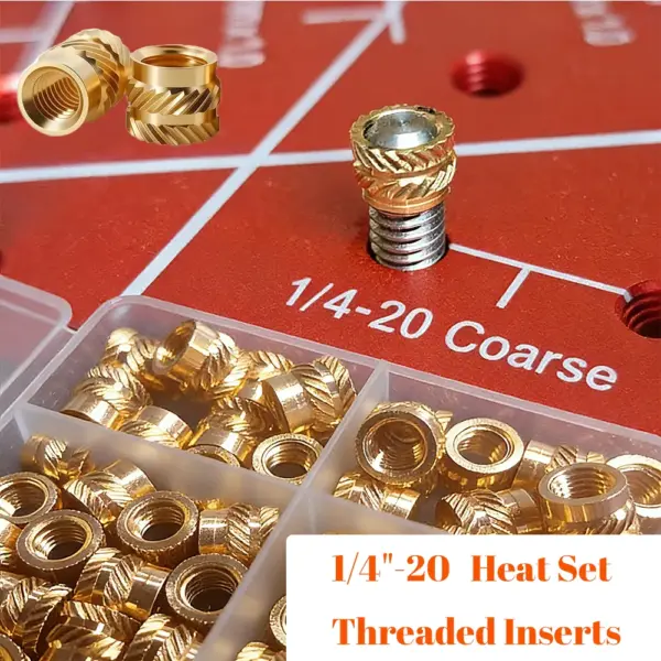 80Pcs 1/4"-20 Threaded Inserts Threaded Knurled Nut Brass Heat Set Insert for 3D Printing Plastic Part (1/4"-20, L5/6/8/10×OD8 )