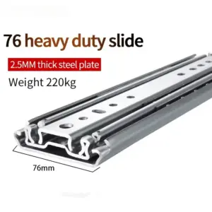 Heavy Duty Drawer Slides 1 Pair 12-80 Inch Full Extension Sliding Ball Bearing 500LBS Load 3-Fold Guide Rail with Lock