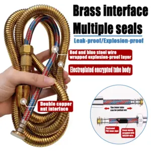 Golden 1.5/2M Stainless Steel Braided Inner Pipe Leak-proof Flexible Shower Hose High Pressure Explosion-proof Extension Tube