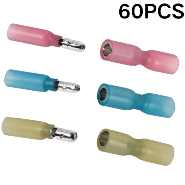 60PCS Waterproof Heat Shrink Bullet Female Male Electrical Wire Connectors Butt Splice Crimp Terminals 10-22AWG Kit