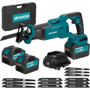 21V Brushless Reciprocating Saw2×6.0Ah Battery Cordless Power Sawzaw 28mm 3500 SPM High-Performance Saws with 12 Saw Blades Rec