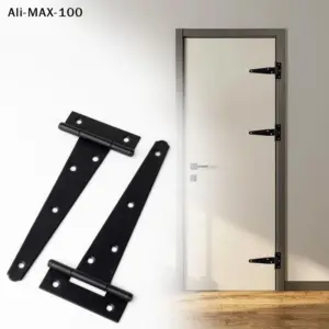 【MA0】2pcs Heavy Duty Black T Shape Iron Hinges Galvanized Door Gate Hardware Hinges Shed Cabinet Barn Room Strap Hinge Screw