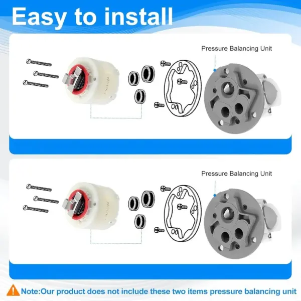 Shower Cartridge Replacement Kit 2 Pieces 023529 0070A H Fits 47mm Single Handle Faucet Valves Without Full Core Replacement