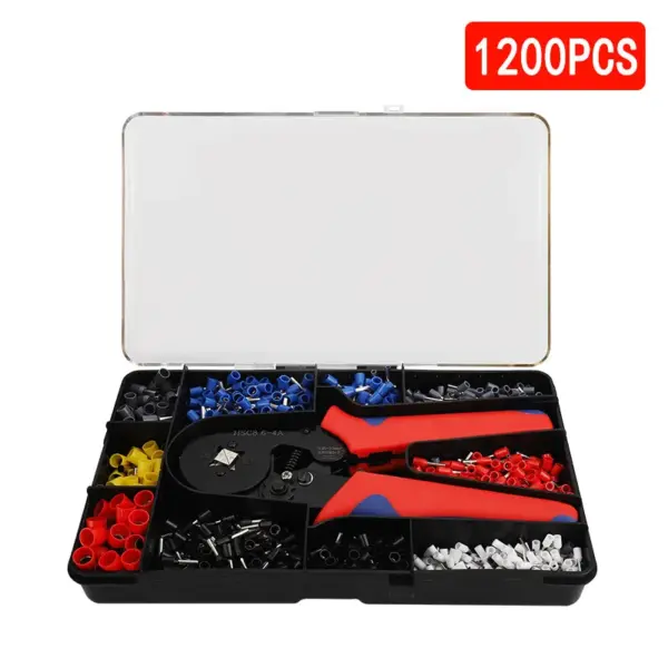 HSC8 Series Self-Adjusting Ratchet Crimping Tool With 1200pcs Ferrule Terminals Kit European-Style 6-4mm² (AWG 10-12)
