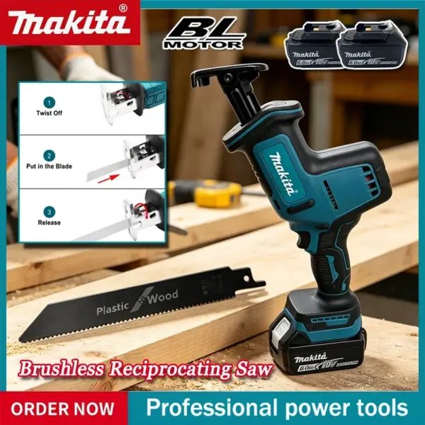 Makita Cordless Brushless Reciprocating Saw Speed Adjustable Brushless Metal Wood Electric Saw Power Tool For 18V Battery