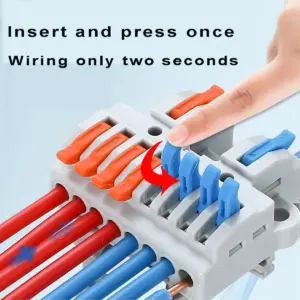 5pcs DIN Rail Terminal Blocks, DIY Splicing Wire Connectors for Circuit Inline 18-12AWG 2 in 8 Out / 2 in 10 out