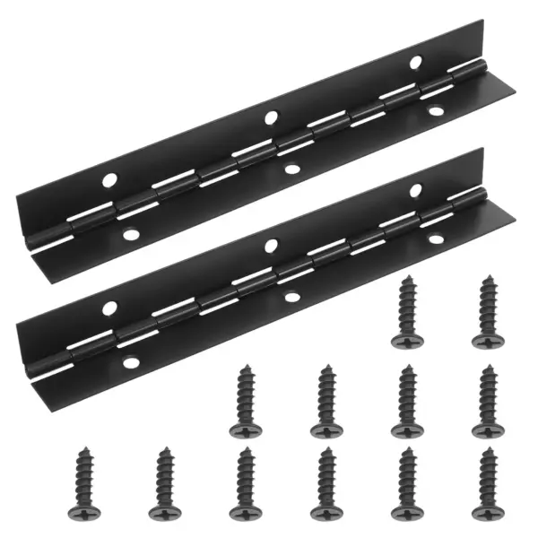 1Set Black Stainless Steel Continuous Piano Hinges Heavy Duty Long Furniture Hinges for Folding Doors Cabinets Wood Boxes