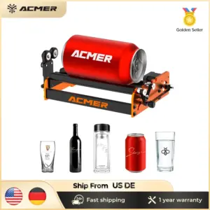 ACMER M2 Laser Engraver Universal Rotary Roller Y-Axis Laser Rotary Module 360 Degree Rotating For Engraving Cylindrical Objects