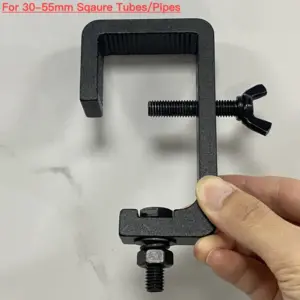 Aluminum Clamp For Square Tubes 30-55mm Square Pipes Mount Clamps Stage Truss Lighting Stand Hooks Load 80KG DJ Audio Fixtures