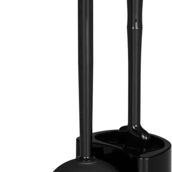 Toilet Brush and Plunger Set with Curved Head for Deep Cleaning, Heavy Duty Plunger and Brush Combo with Holder for Bathroom