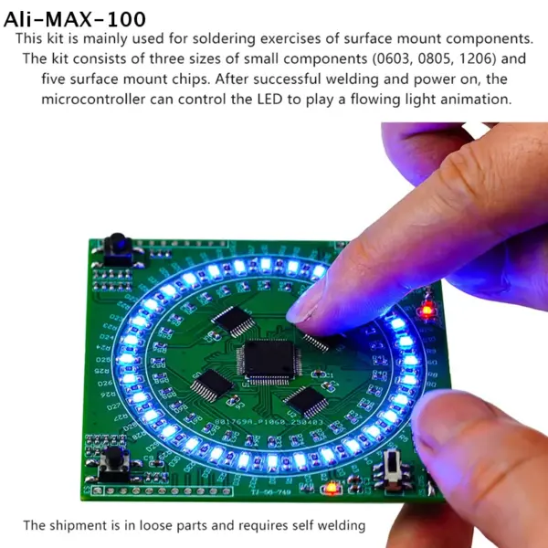 【AyS】LQFP64 Soldering DIY Kit 5V Running Light SMD Soldering Practice Board Kit Type-C Interface For Soldering Instruction