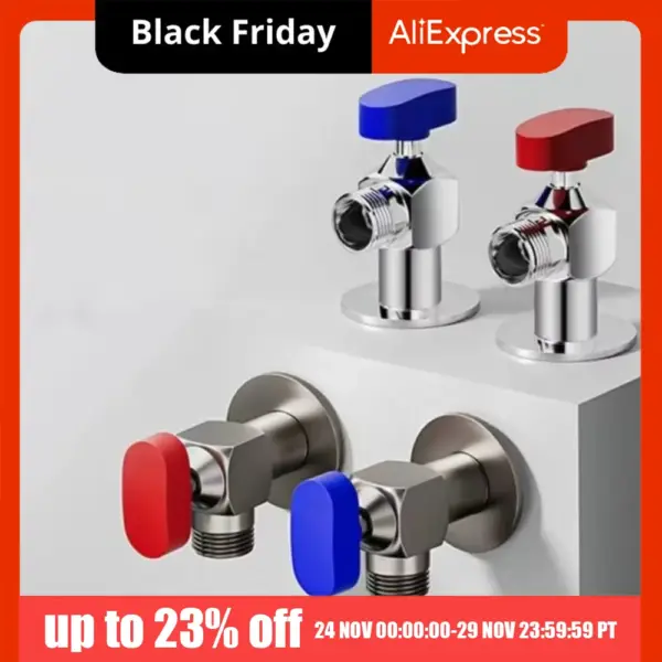 Leak-Proof Water Pipe Shut Off Valve Hot and Cold Water Thread Control Water Valve Sturdy High Flowing Triangular Valve