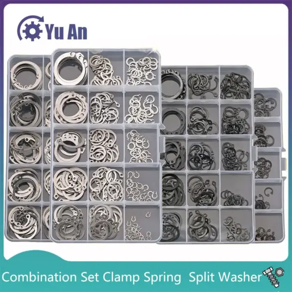 Circlips for Holes / Circlips for Shafts / E Ring Combination Set Clamp Spring  Split Washer C-type E-type Circlip Plier Set