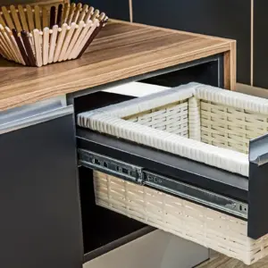 6Sets Plastic Drawer Slides Smooth Bearing Silent Full Extension Strong Bearing Capacity Household Cabinet Drawer Rails