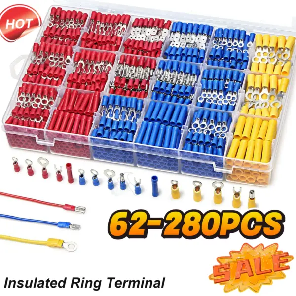 Vehicle Electrical Wire Connectors Kit Assorted Male Female Spade Ring Fork Butt Quick Splice Insulated Terminals For Automotive