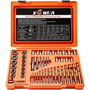 49PCS Screw & Bolt Extractor Set with Left Hand Drill Bits, Multi-Spline Easy Out for Damaged Stripped Bolts, Nuts