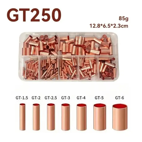 125/250/578Pcs Wire Ferrules Kit  Copper Crimp Connector Copper Connection Tube Terminal Connect and Protect The Connection