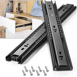 Drawer Slides Full Extension Side Mount Rails 12 to 24 inch Ball Bearing 100 LB Capacity for Cabinet Dresser